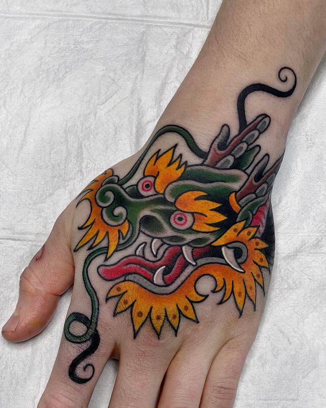 Dragon Tattoo for woman's hand