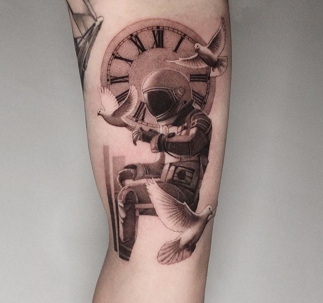 Astronaut And Dove Tattoo
