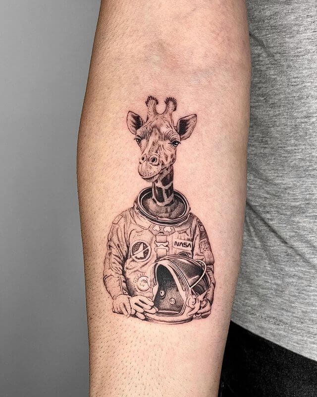 Astronaut Giraffe Tattoo