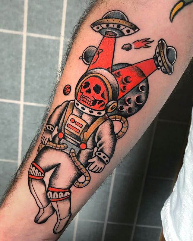 Astronaut Skull Tattoo