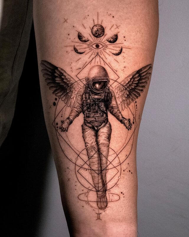 Astronaut With Wings Tattoo