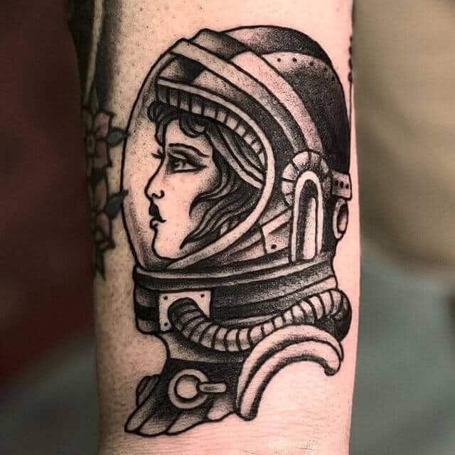 Black Traditional Astronaut Tattoo