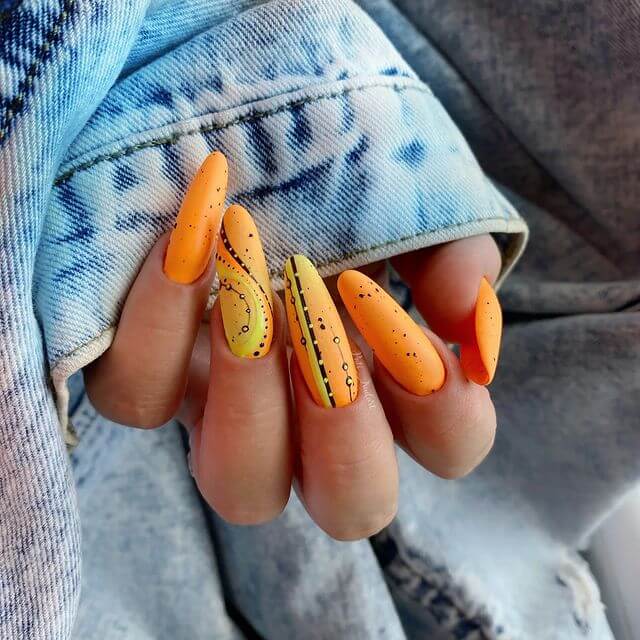 Bright Matte Orange Nails