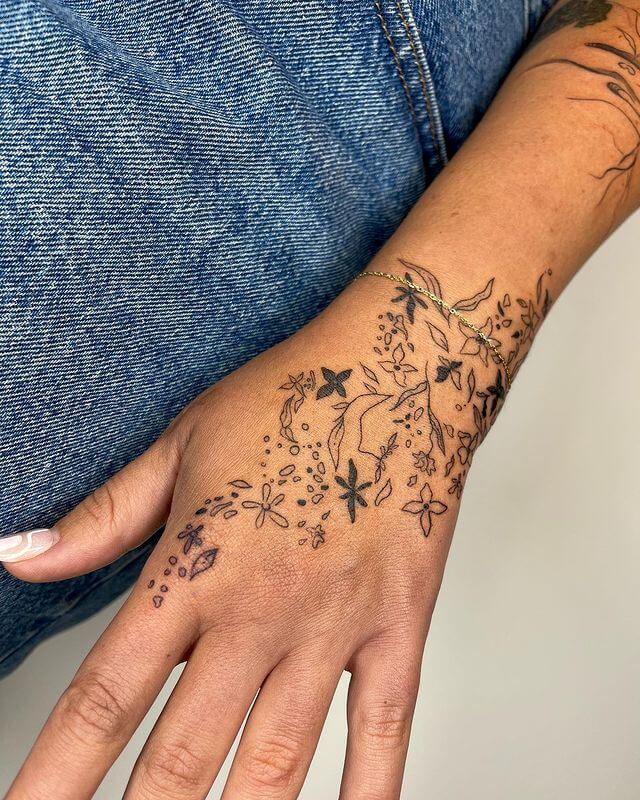 Floral Collage for Hand Tattoo
