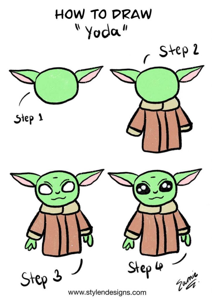 how to draw baby yoda