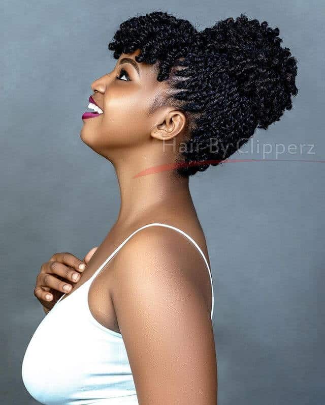 Kinky Twist Updo with Fringe