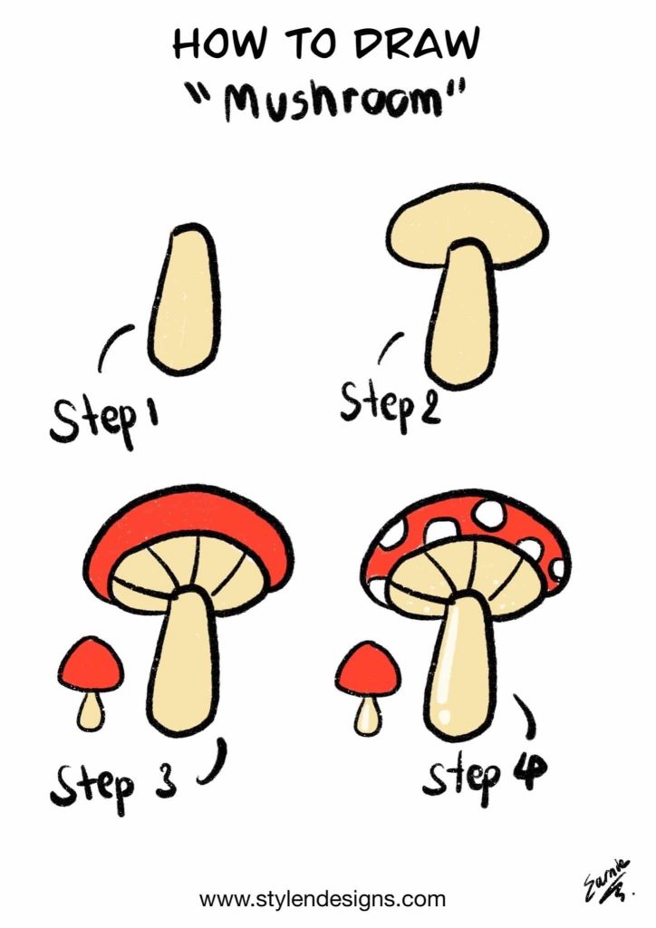 Easy Mushroom Drawing