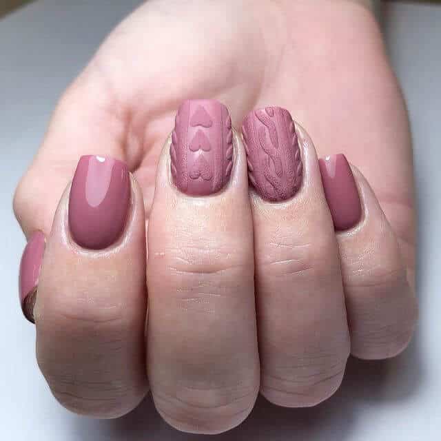 Purple Cable Knit Nails