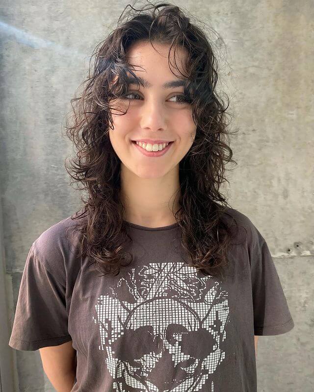 18. Soft Wolf Cut On Curly Hair