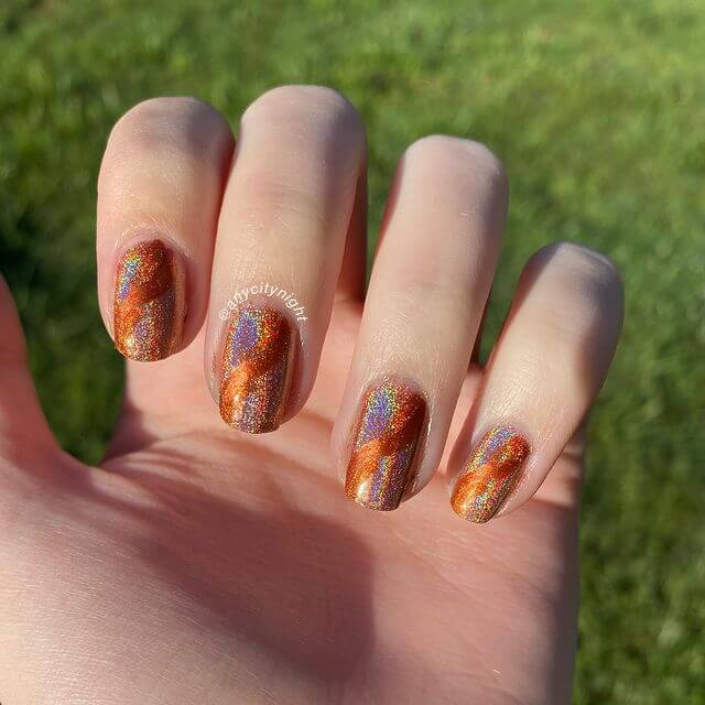 Sparkling Orange Nails
