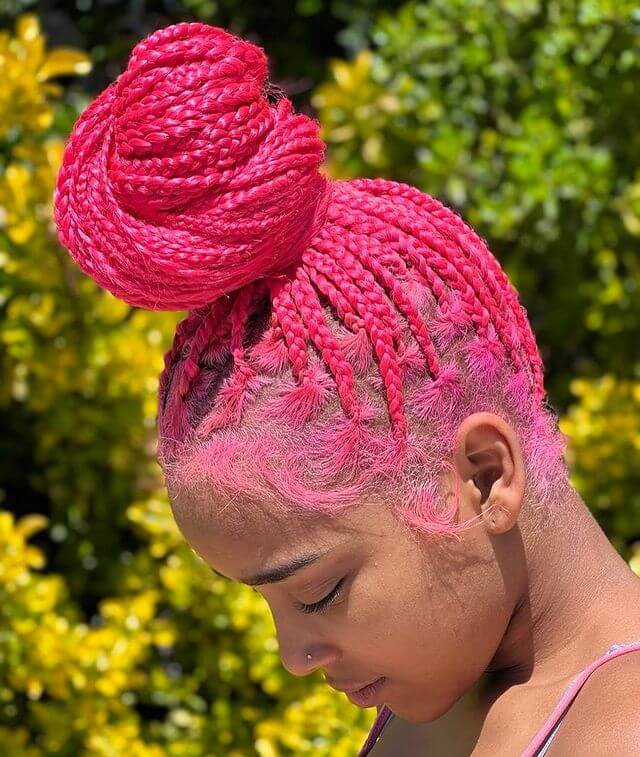 Top Knot Pink Tribal Braids