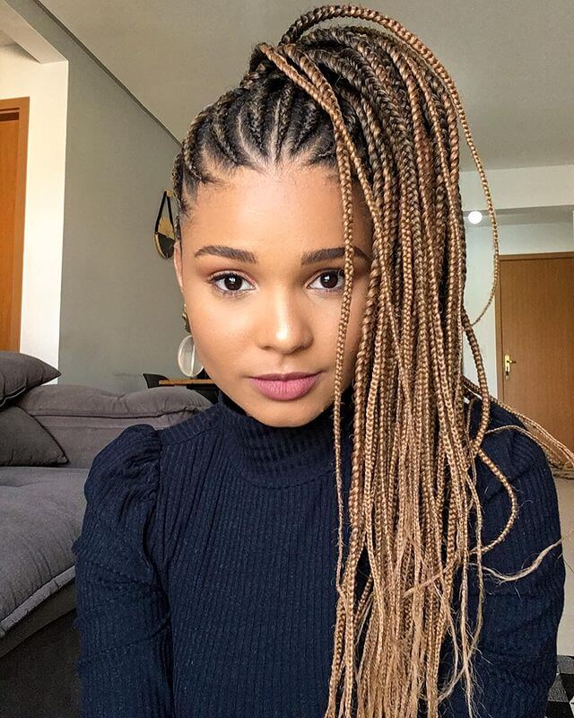 Tribal Braids with High Ponytail