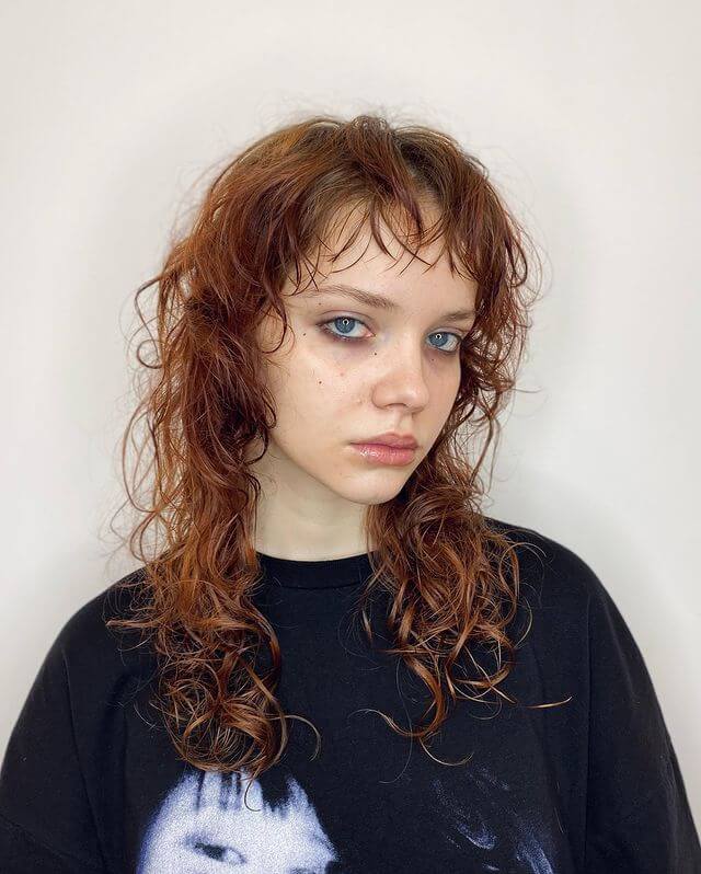 Wolf Curly Haircut with Wispy Bangs
