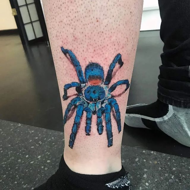 blue spider tattoo
