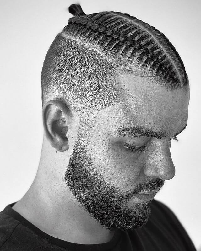 Men's braid and drop fade