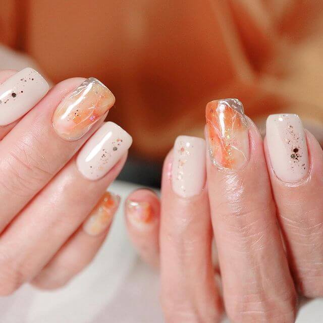 pretty orange nails