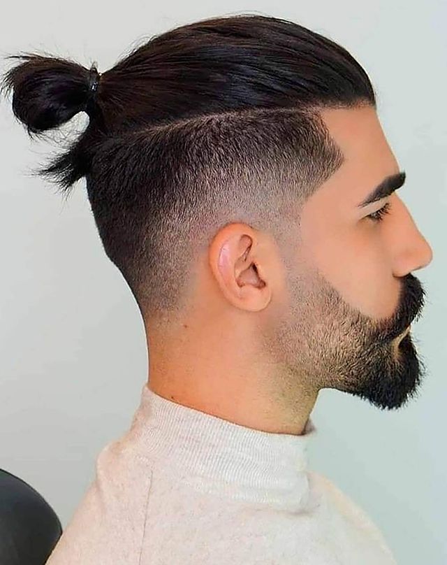 man bun drop fade