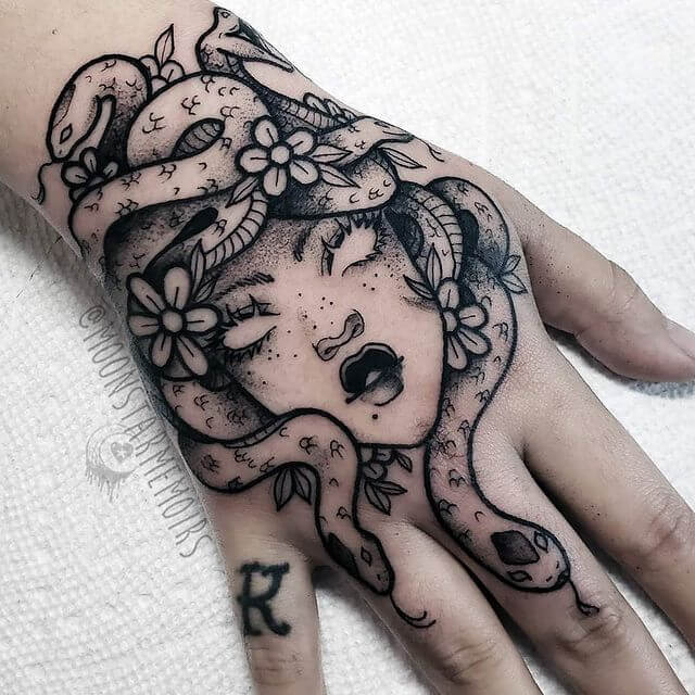 medusa tattoo design for hand