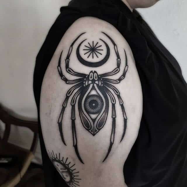 moon and eye in spider