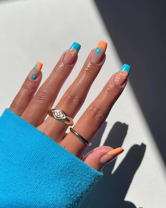 orange and blue nails