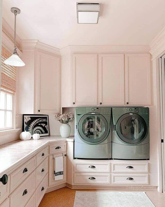 Pink Farmhouse Laundry Room