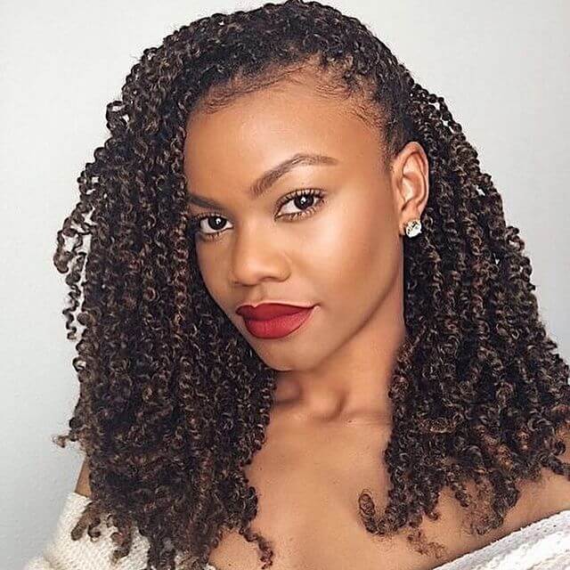 Side Swept Medium Length Kinky Twist