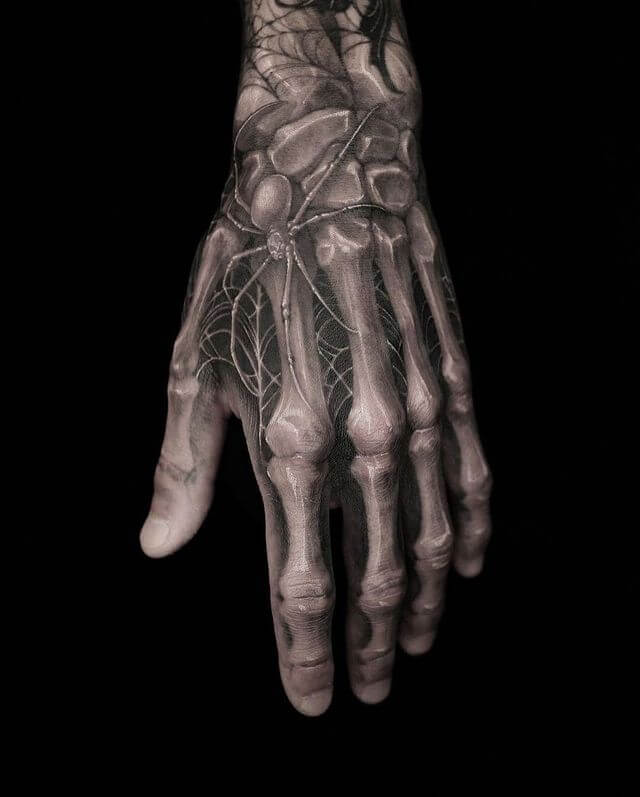 Spider skeleton hand tattoo