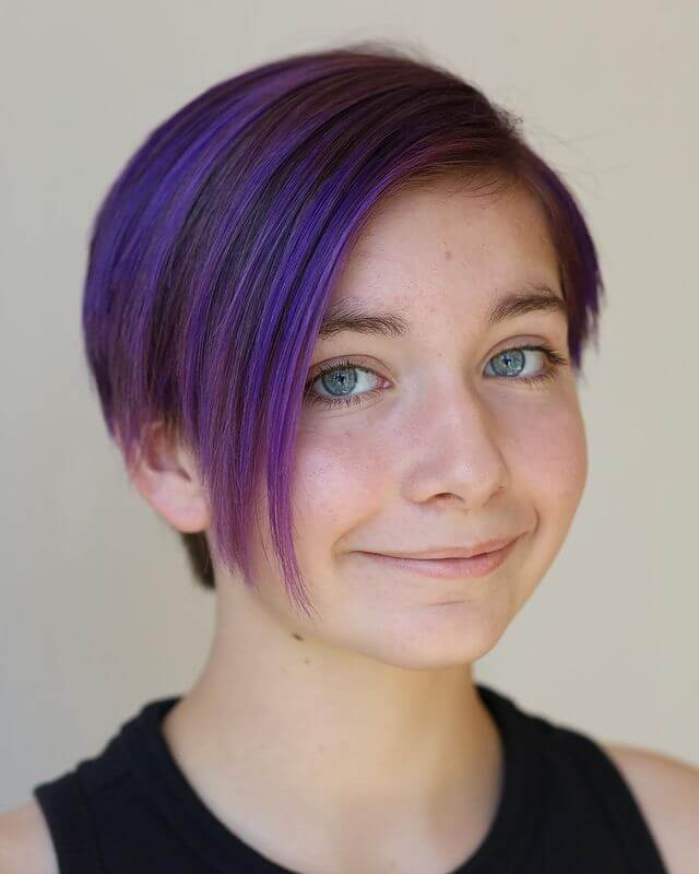 Bixie Haircut With Lavender Hair Dye