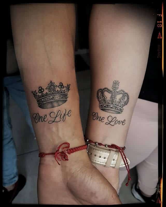 Crown tattoo for couple