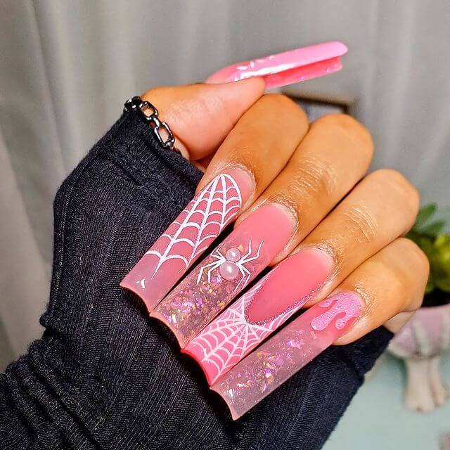 Halloween inspo pink nails