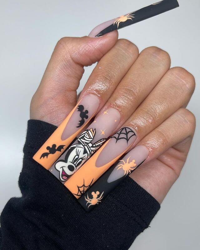 Orange Spooky Disney Nails