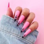 Pink and black nails