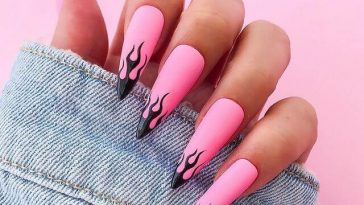 Pink and black nails