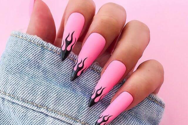 Pink and black nails