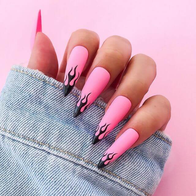 Pink and black nails