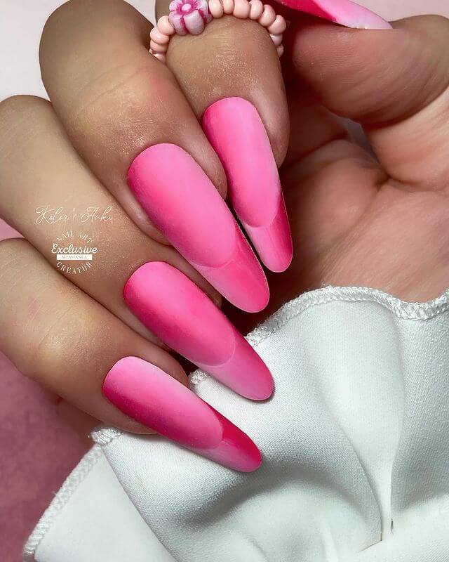 Pink illusion matte nail design