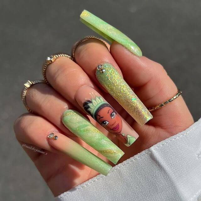 Princess Fiona Green Nails