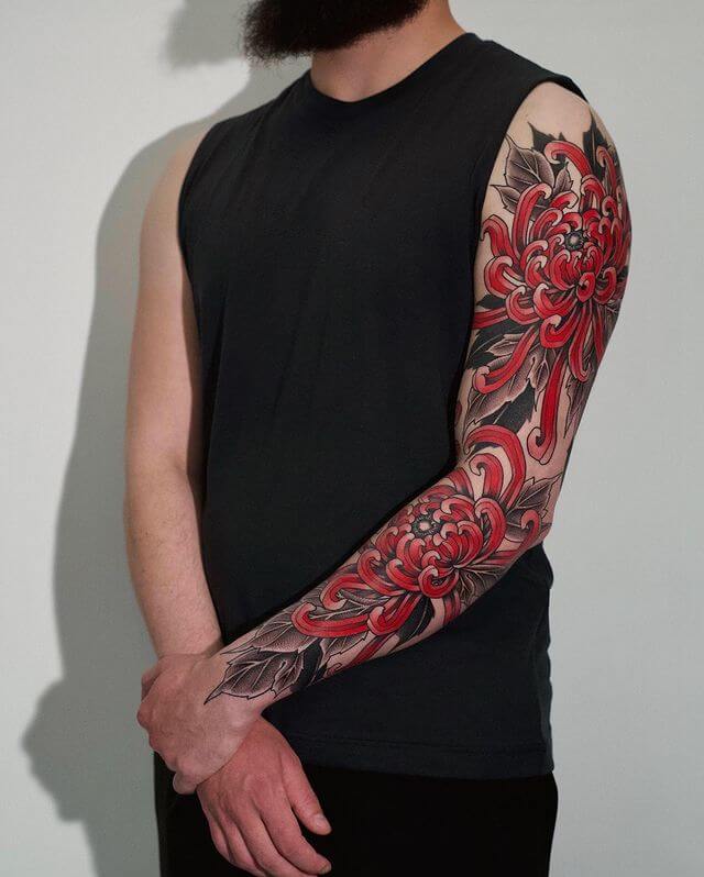 Red Chrysanthemum Tattoo