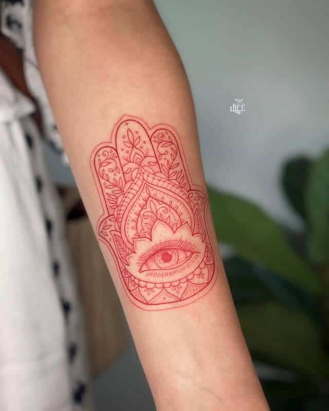 Red Hamsa Tattoo