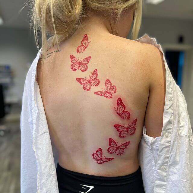 Red Ink Butterfly Tattoo