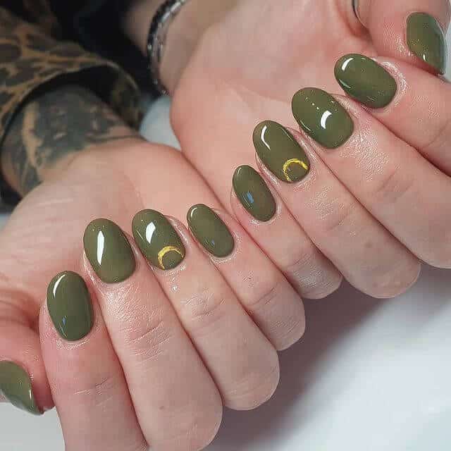 Simple Olive Green Nails
