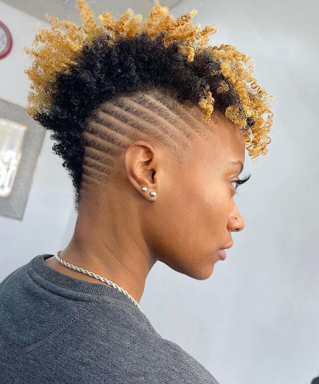 fro hawk taper with line design