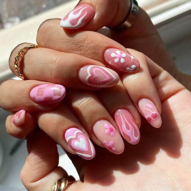 girly pink nails
