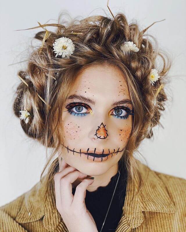 glam scarecrow make up and hairstyle