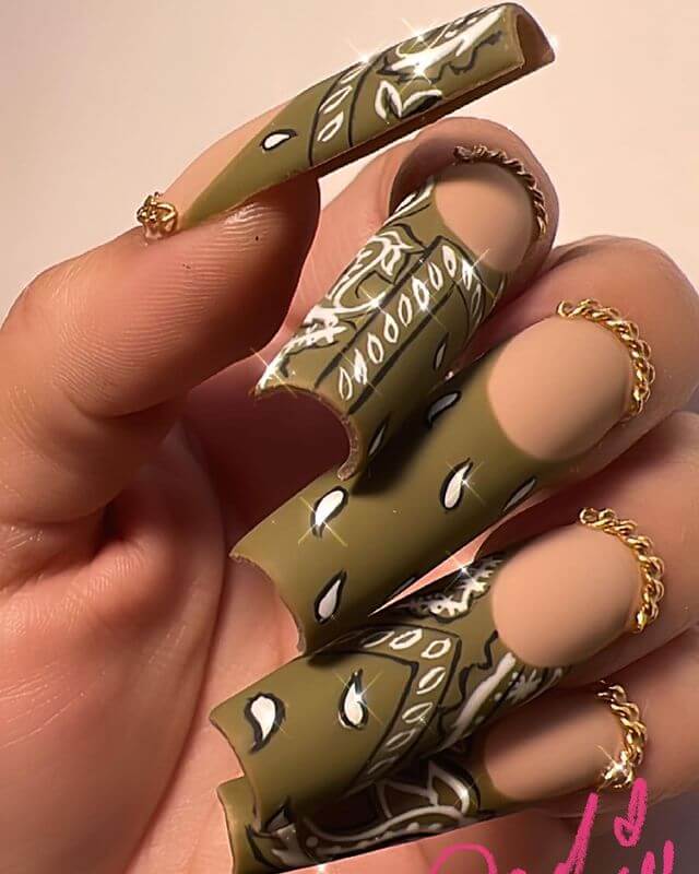 Olive Green Holiday Nails
