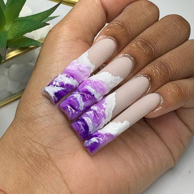 purple wave design nails
