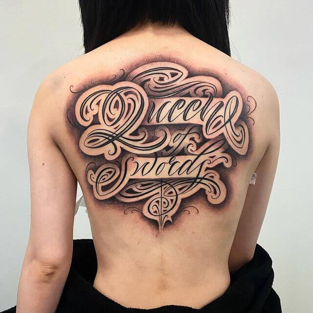 script design back tattoo for women