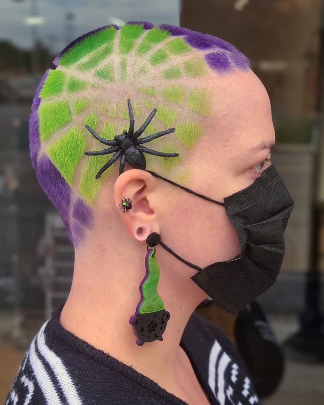 Spider Web Shaved Head