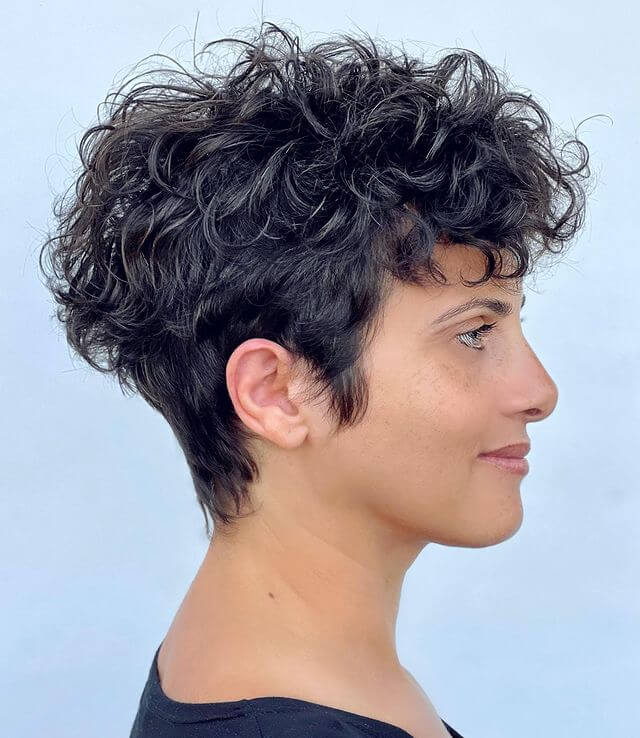 Black Curly Undercut Pixie