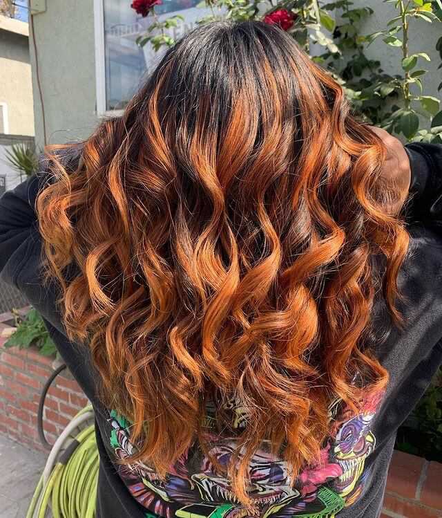Copper Balayage on Black Hair